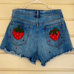 Handmade Strawberry Denim Shorts